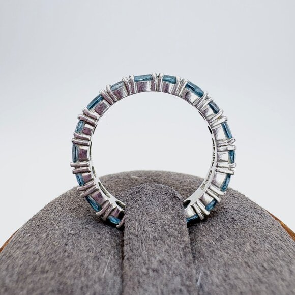 Sterling Silver 925 Blue Topaz Prong Set Eternity Band Stackable Ring Size 7 - Picture 5 of 9